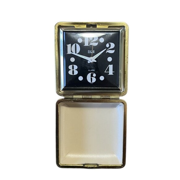 Vintage ELGIN Travel Alarm Clock Case Windup Japan - Picture 2 of 4